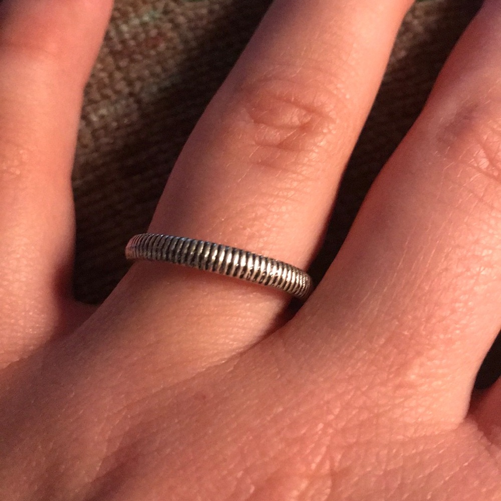 Silver Striped Ring